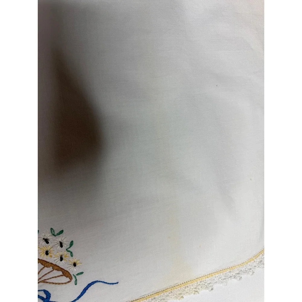 Vintage Embroidered Linens Lot 5 Dresser Shawls Runner Floral Morning Glory Lace